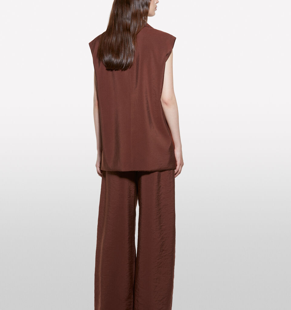 Gilet marrone scuro effetto stropicciato - gilet e smanicati da donna - Marrone Scuro | Sisley image number 3